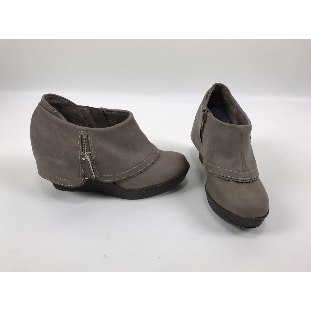 Dr. Scholl's Breeanna Wedge heel Taupe cuffed Bootie Womens Size 6.5 M